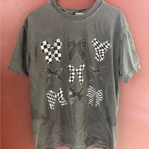 Comfort Colors Charcoal Black Bow Graphic Tee